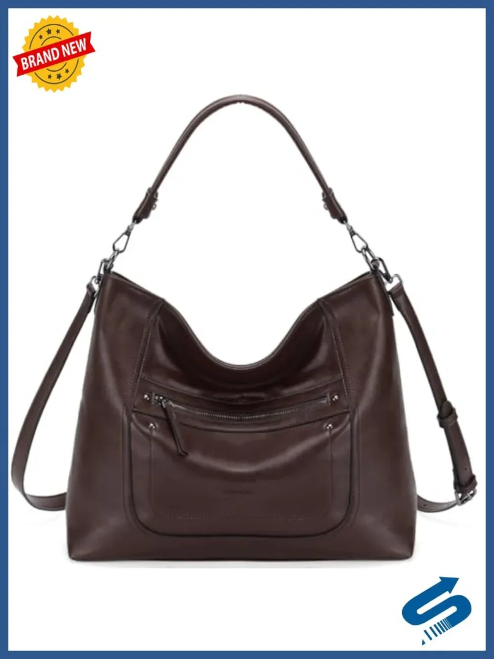 Vegan Leather Large Hobo Bag Tote with Convertible Crossbody Strap